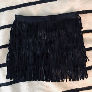 ZARA Leather Fringe Skirt